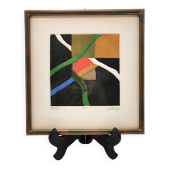 Old aquatint engraving 455 signed Bertrand Dorny