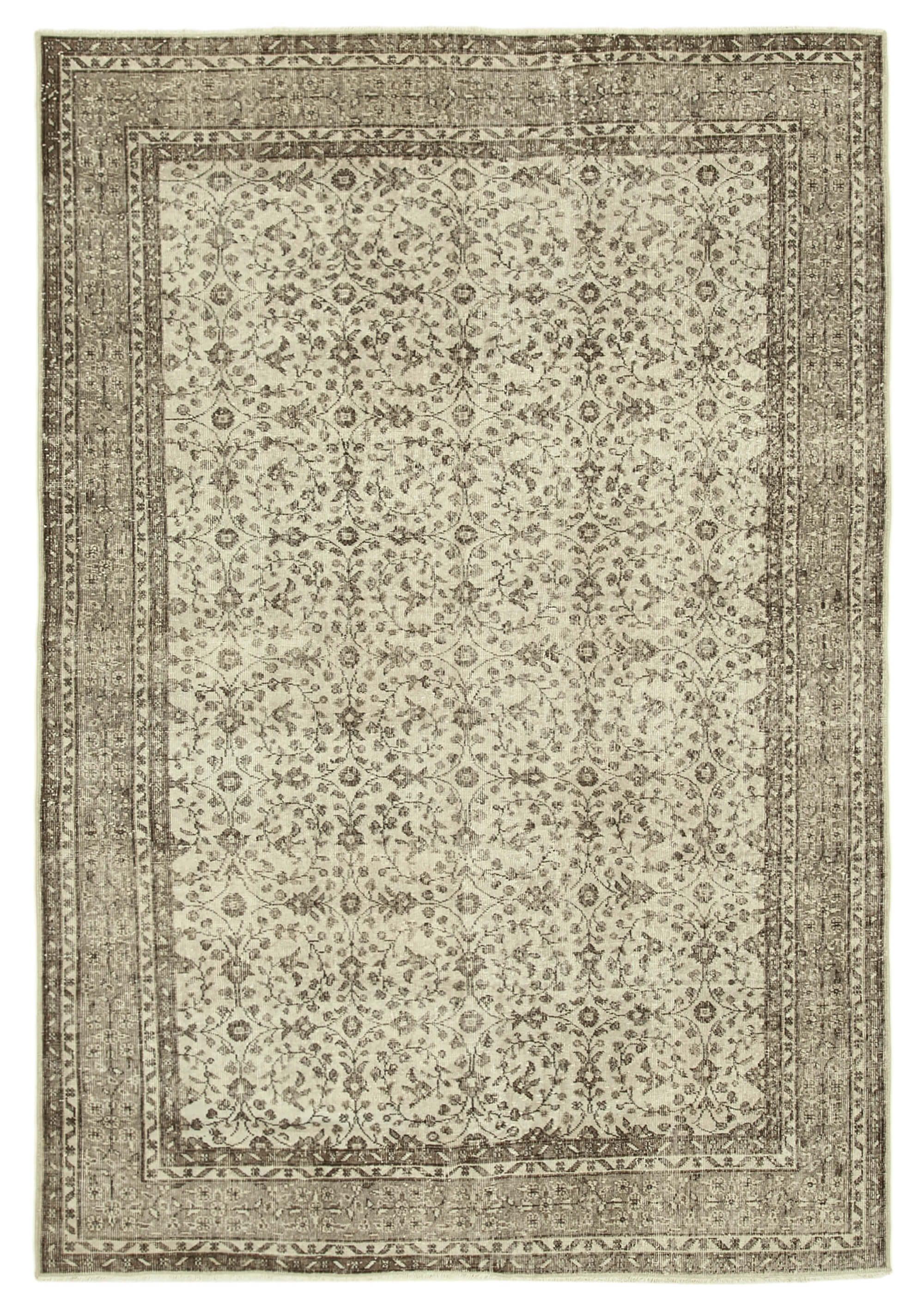 Handmade antique oriental beige carpet 207 cm x 310 cm