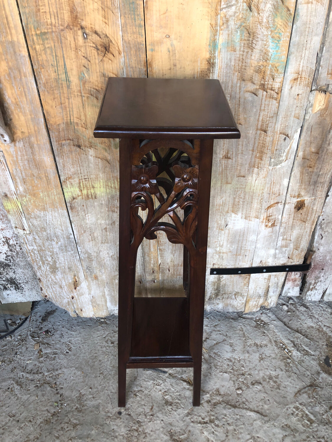 High table silver mahogany carved vintage