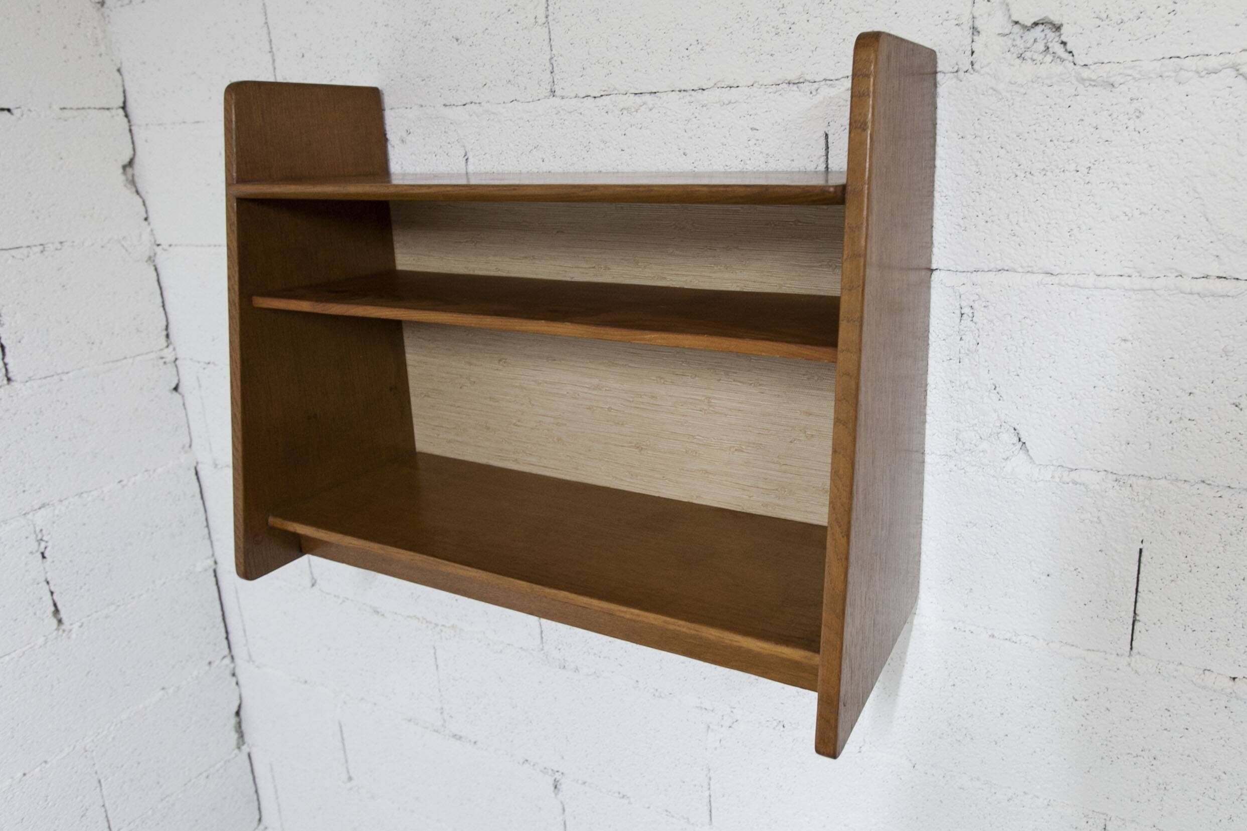 1950 wall shelf solid oak invisible fixings