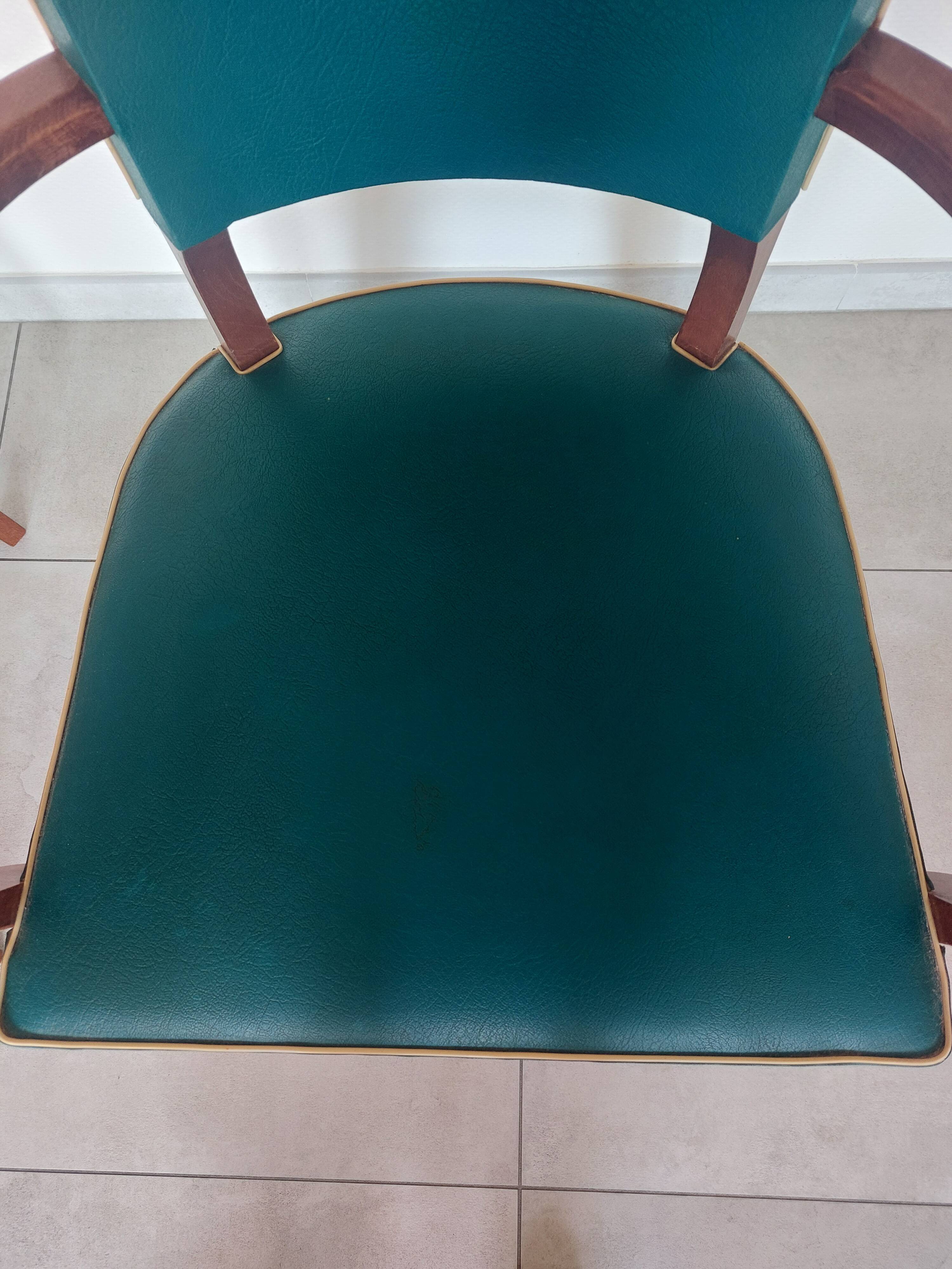 pair of green bridge armchairs