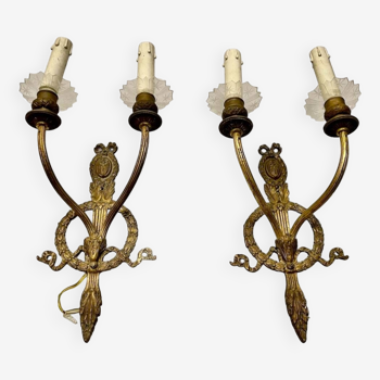 Antique Bronze Sconces Set of 2 1920/40’s