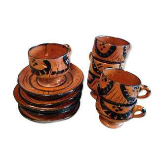 Lot de 6 tasses à café en terre cuite vernissée