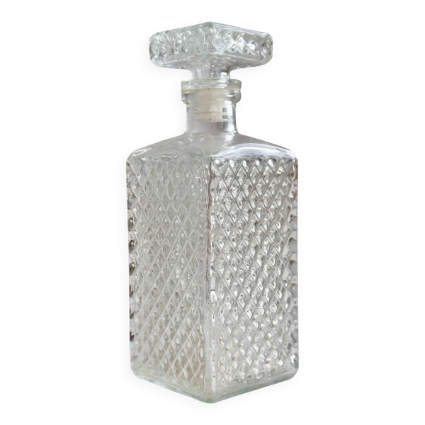 Carafe à whisky vintage en verre pressé