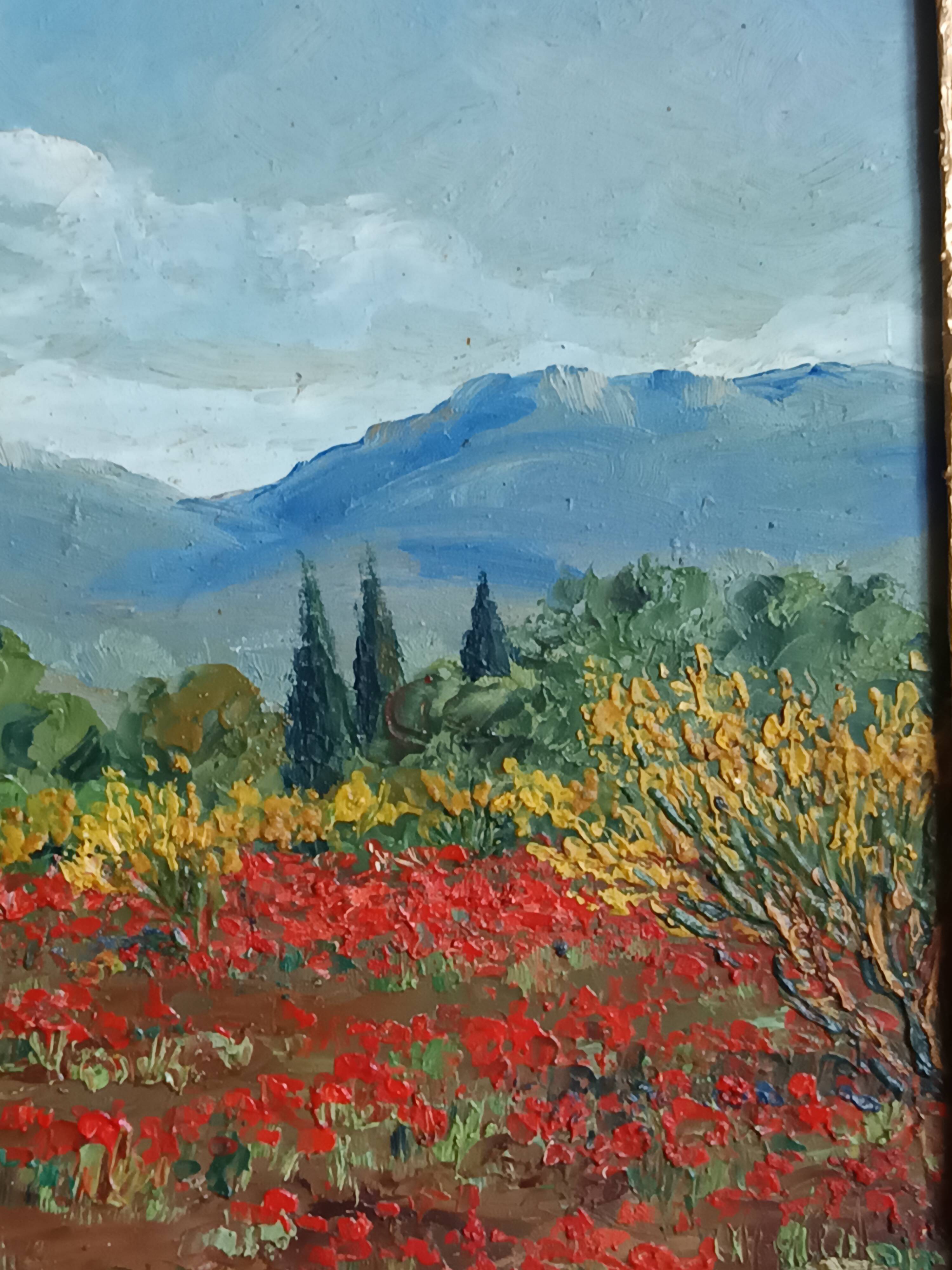 Old painting oil on panel Provençal landscape signed Henri Millet