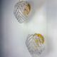Pair of "Leaf" frosted Murano glass wall sconces, Italy, 1970s