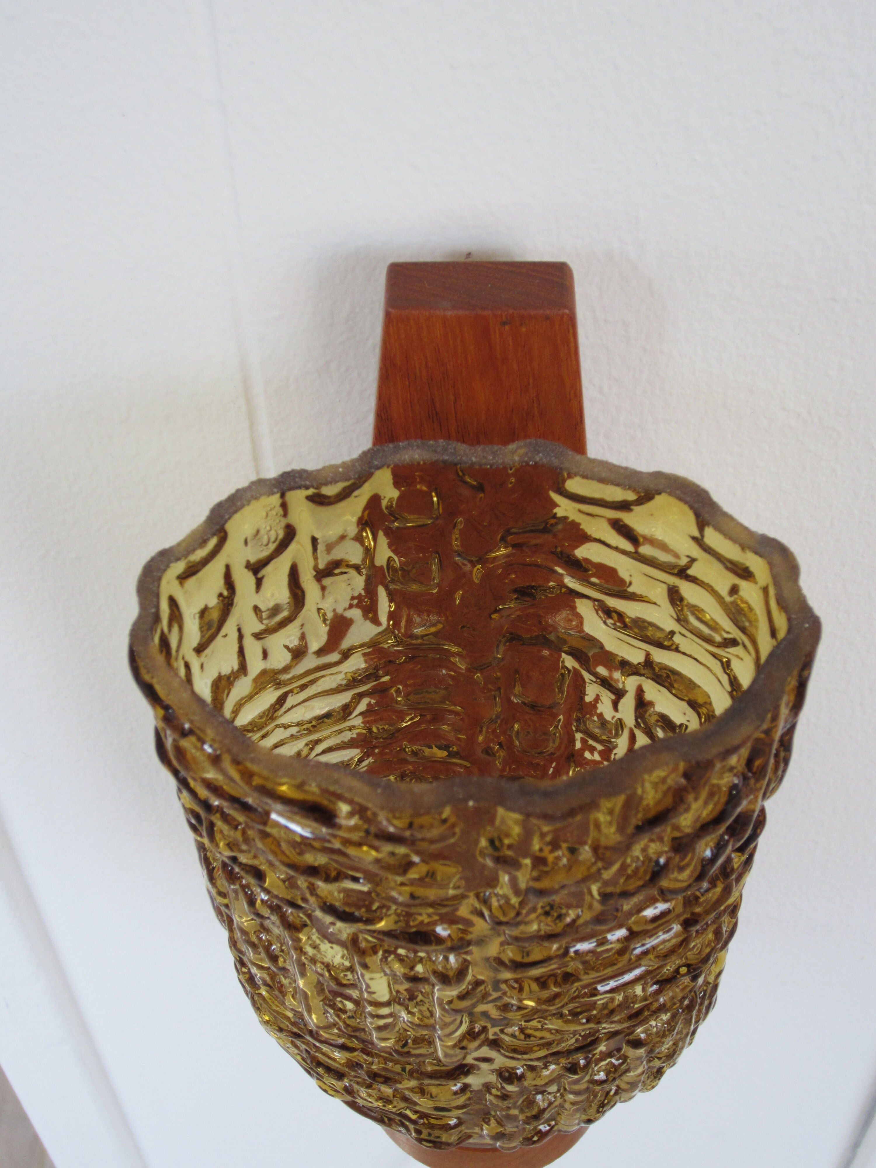 Scandinavian teak and glass wall lamp