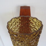 Scandinavian teak and glass wall lamp