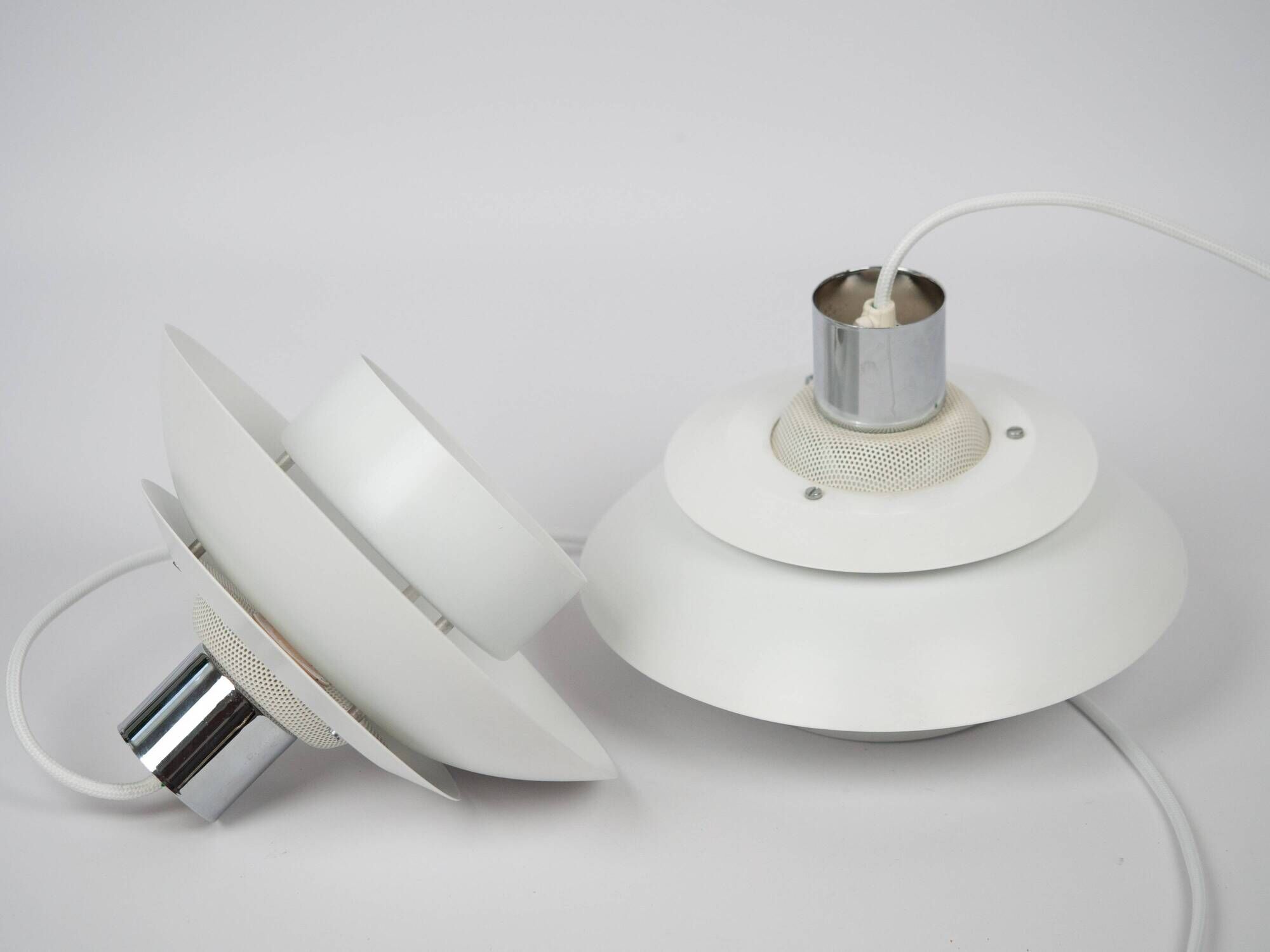 Pair of 2 Danish vintage pendant lamps Korfu by Design Light, 1980s
