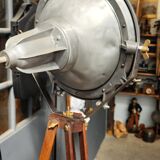 Industrial projector on tripod waxed wood