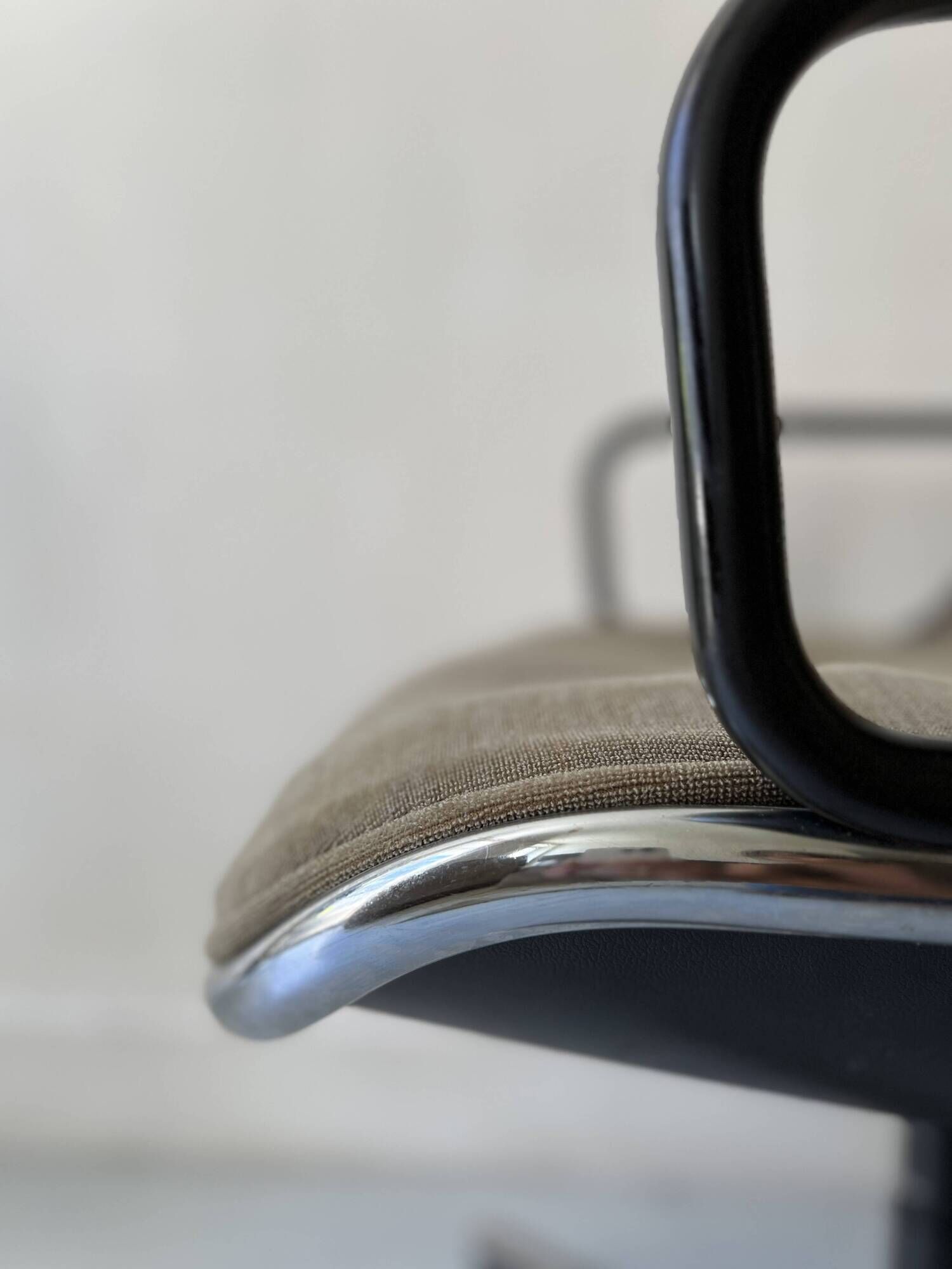 Velvet office chair with armrest by C. POLLOCK for Knoll