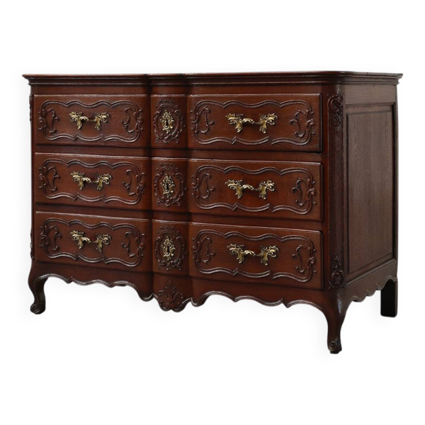Commode en chêne de style Louis XV, fabriquée à la main en France, du XVIIIe siècle