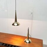 Danish mid-century brass cone pendant lamps, 1950s, set of 2.