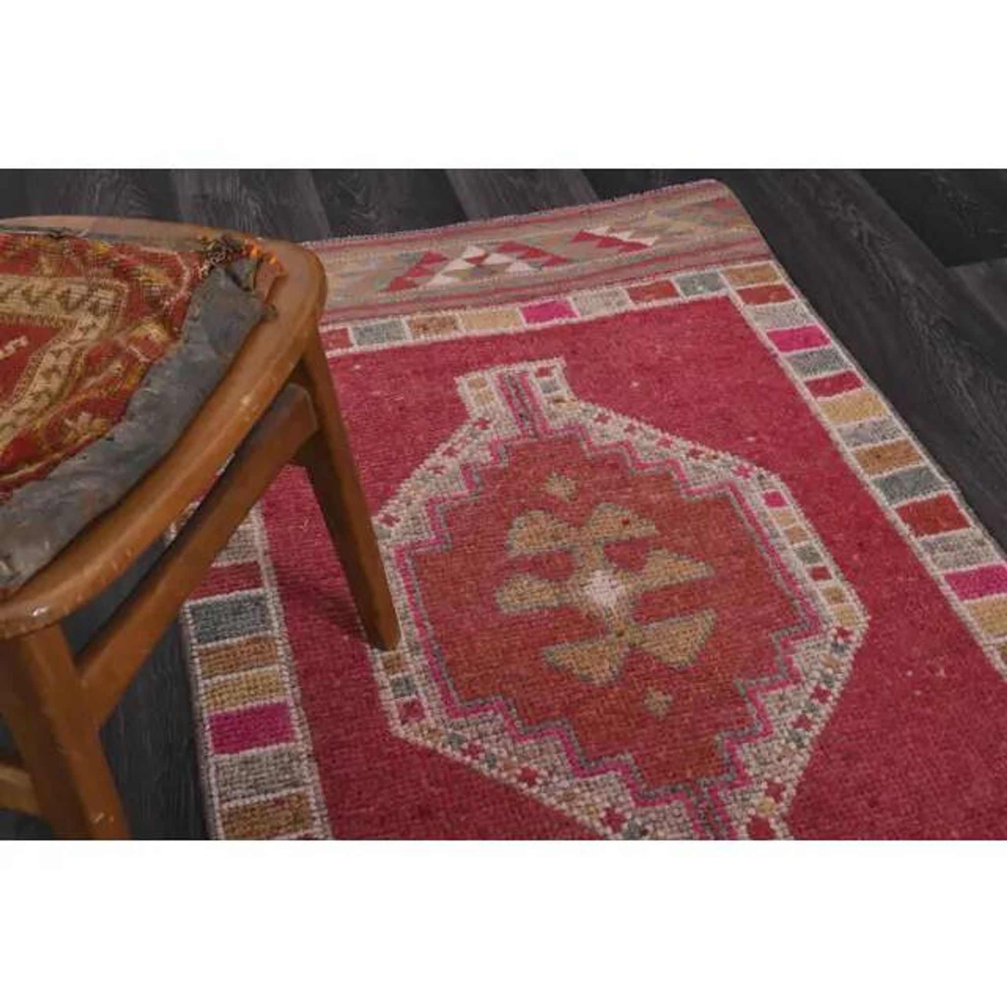 Vintage Turkish Hand-Knotted Wool Cotton Pink Runner Rug 88x342