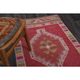 Vintage Turkish Hand-Knotted Wool Cotton Pink Runner Rug 88x342