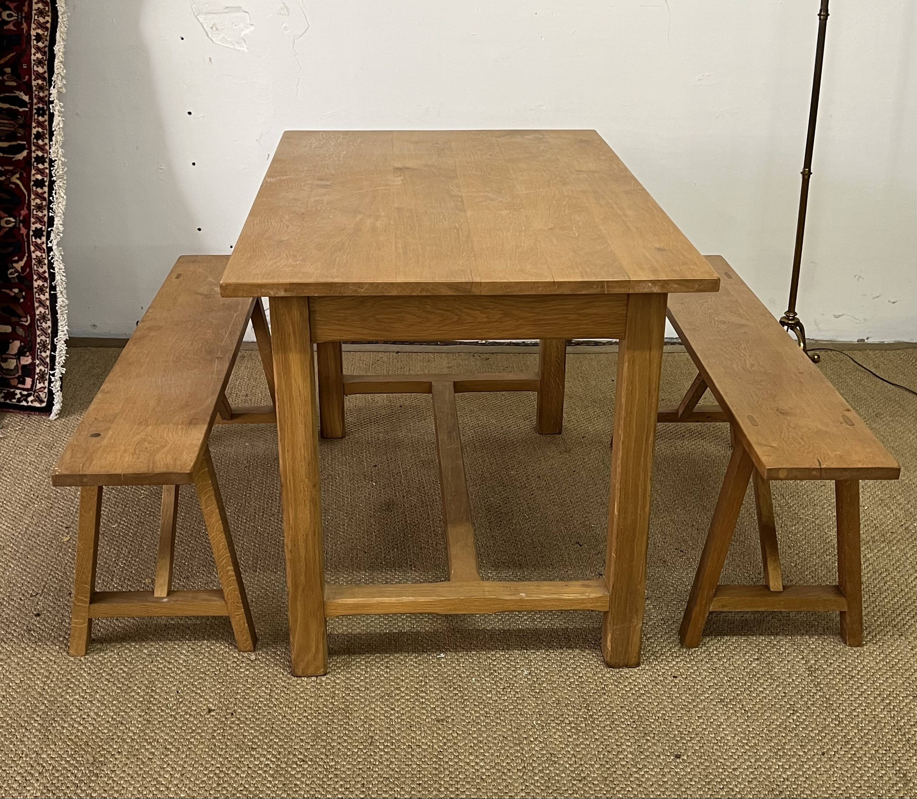 Solid oak farm table and benches