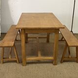 Solid oak farm table and benches