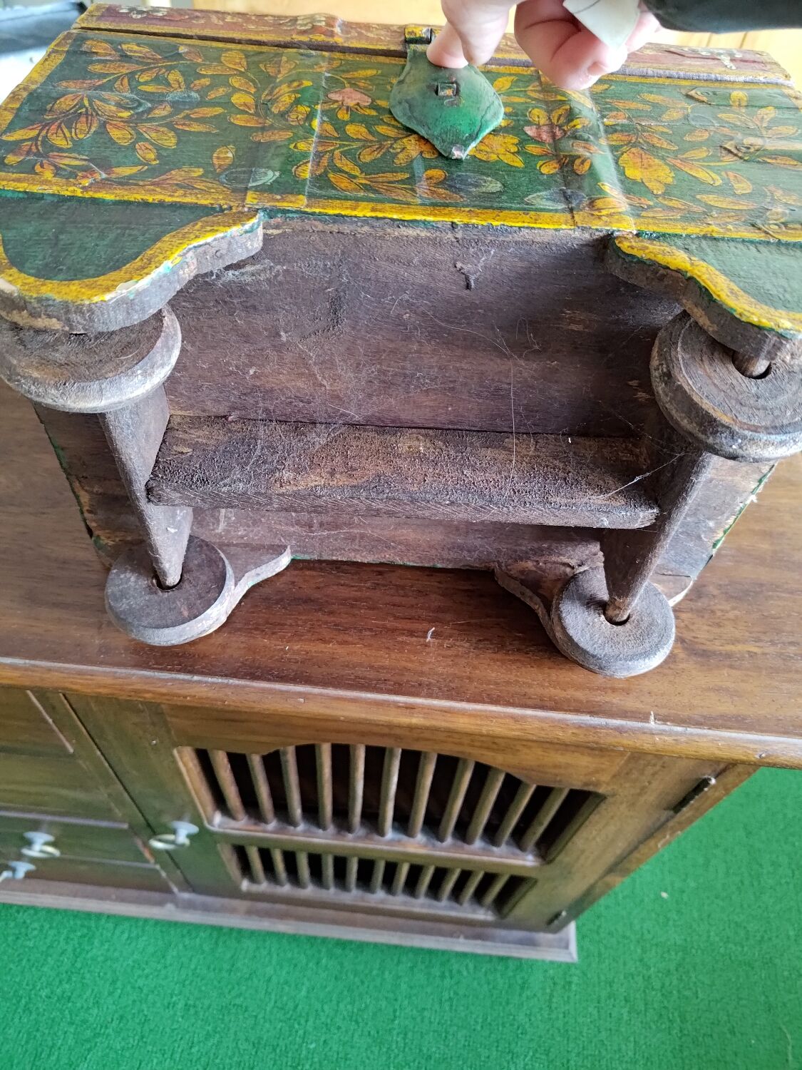 Indian wooden chest with wheels