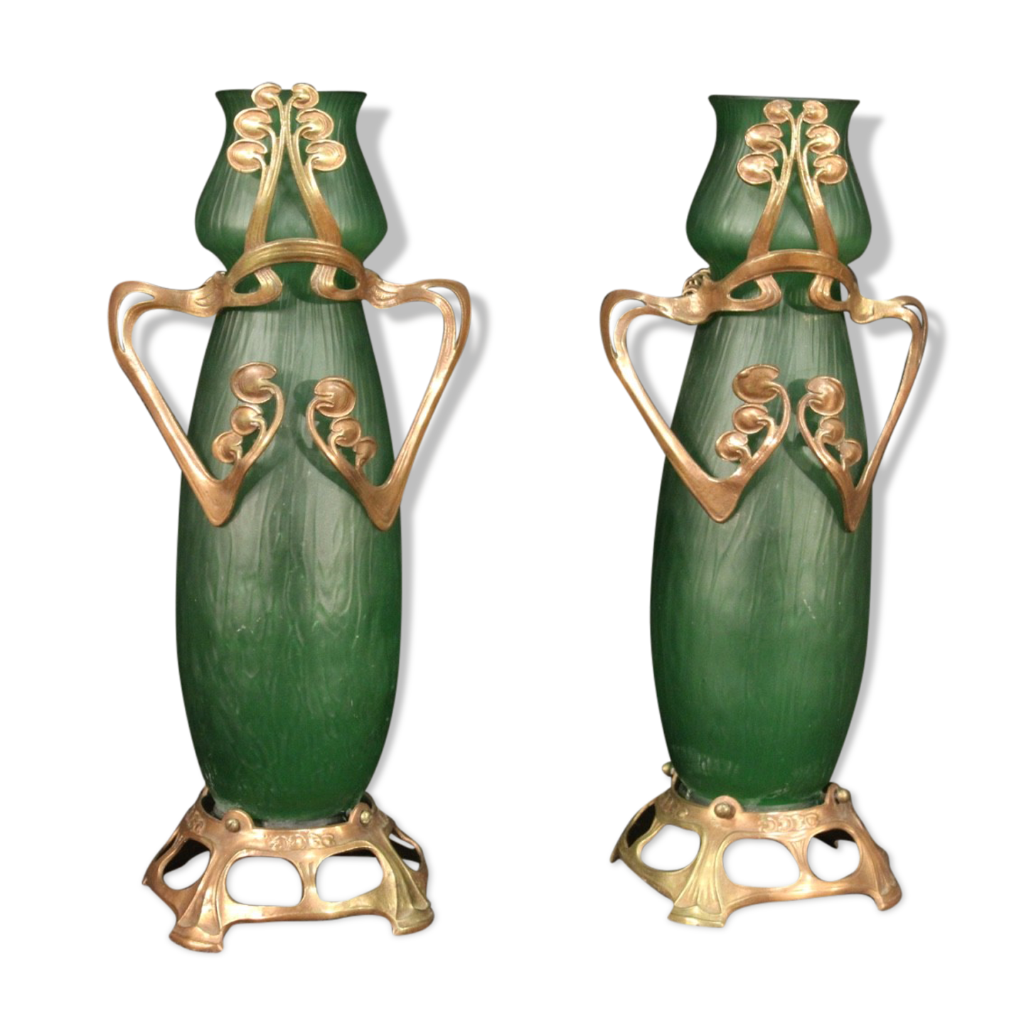 Pair of French glass vases in Art Nouveau style