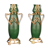 Paire de vases en verre français dans le style art nouveau