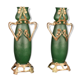 Paire de vases en verre français dans le style art nouveau