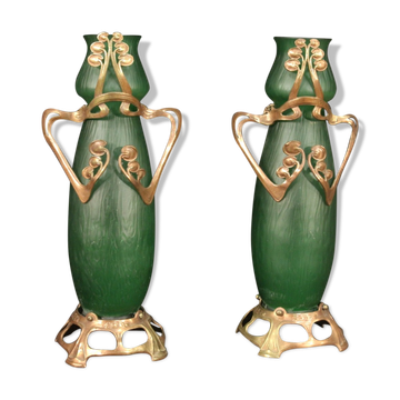 Pair of French glass vases in Art Nouveau style
