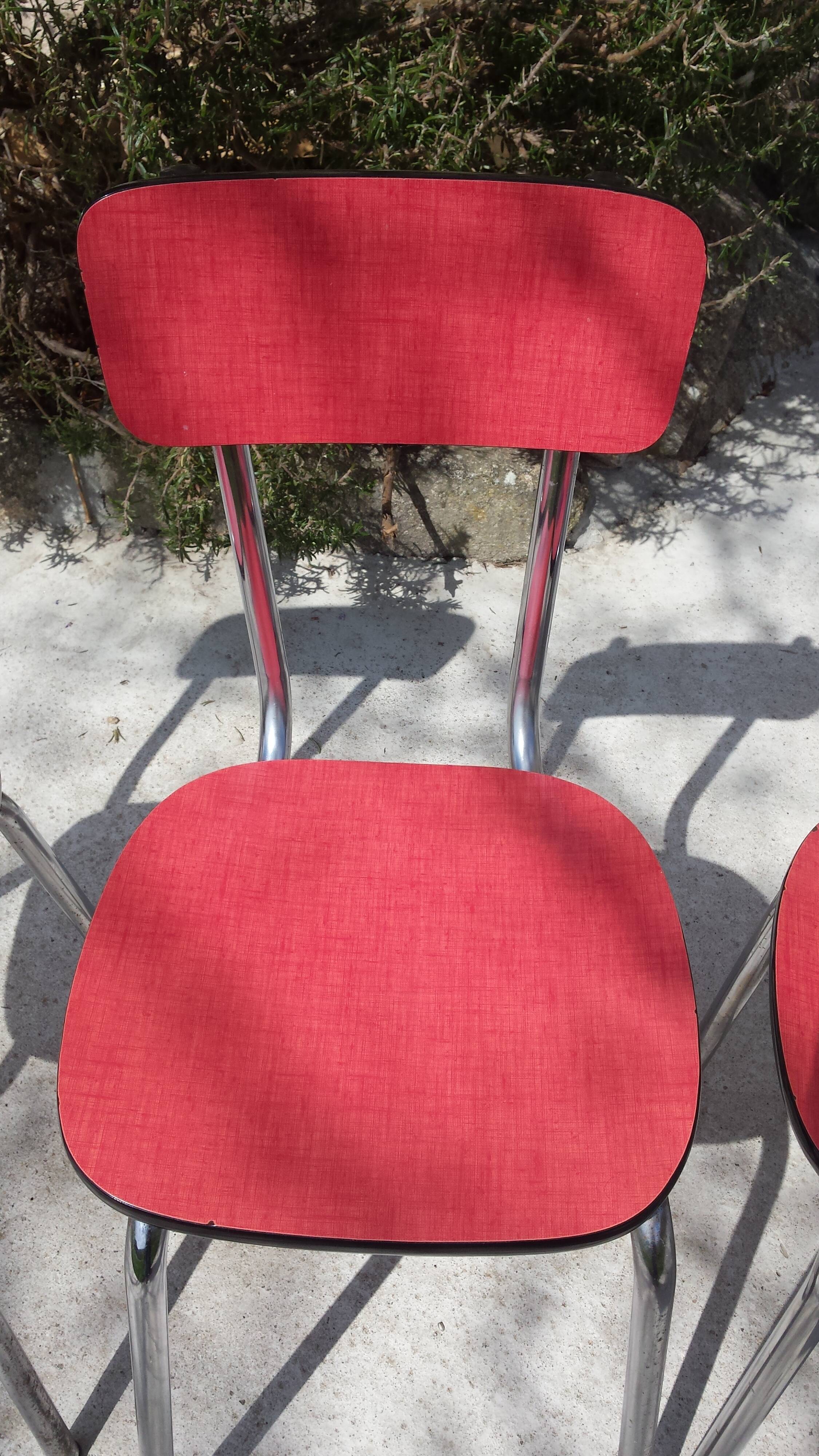 batch of 5 red formica chairs