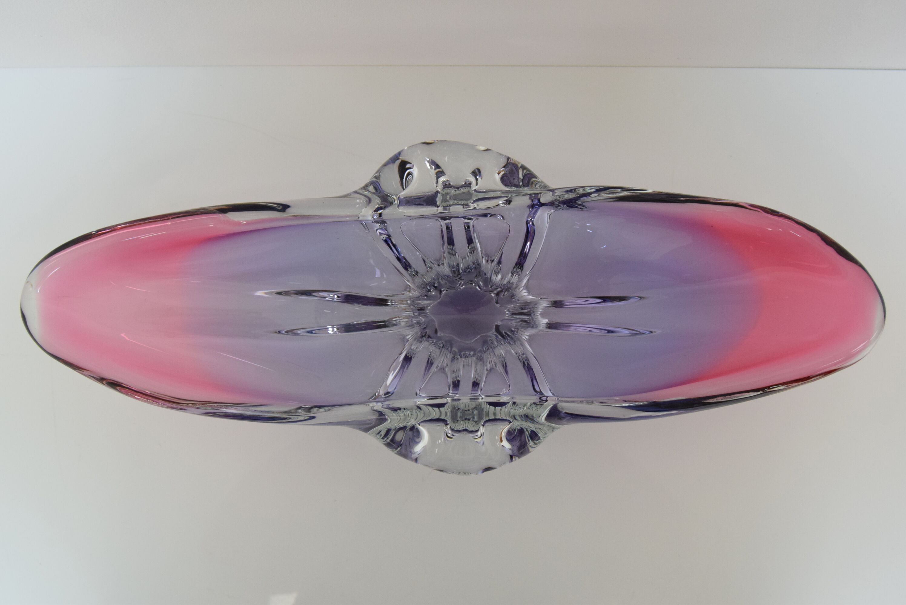 Art Glass Oblong Bowl by Josef Hospodka for Glasswork Chřibská,1960'