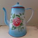 Ancienne cafetière émaillée décor fleurs