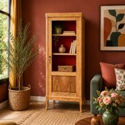 Armoire vitrée vintage bois brut 1950