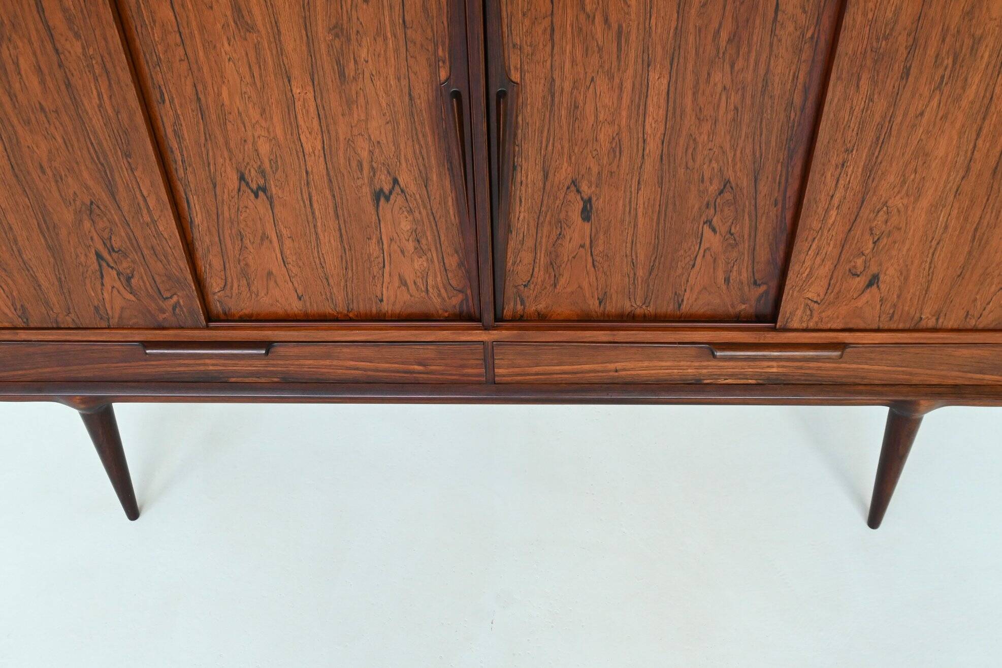 Gunni Omann highboard model 13 in rosewood Omann Jun Denmark 1960