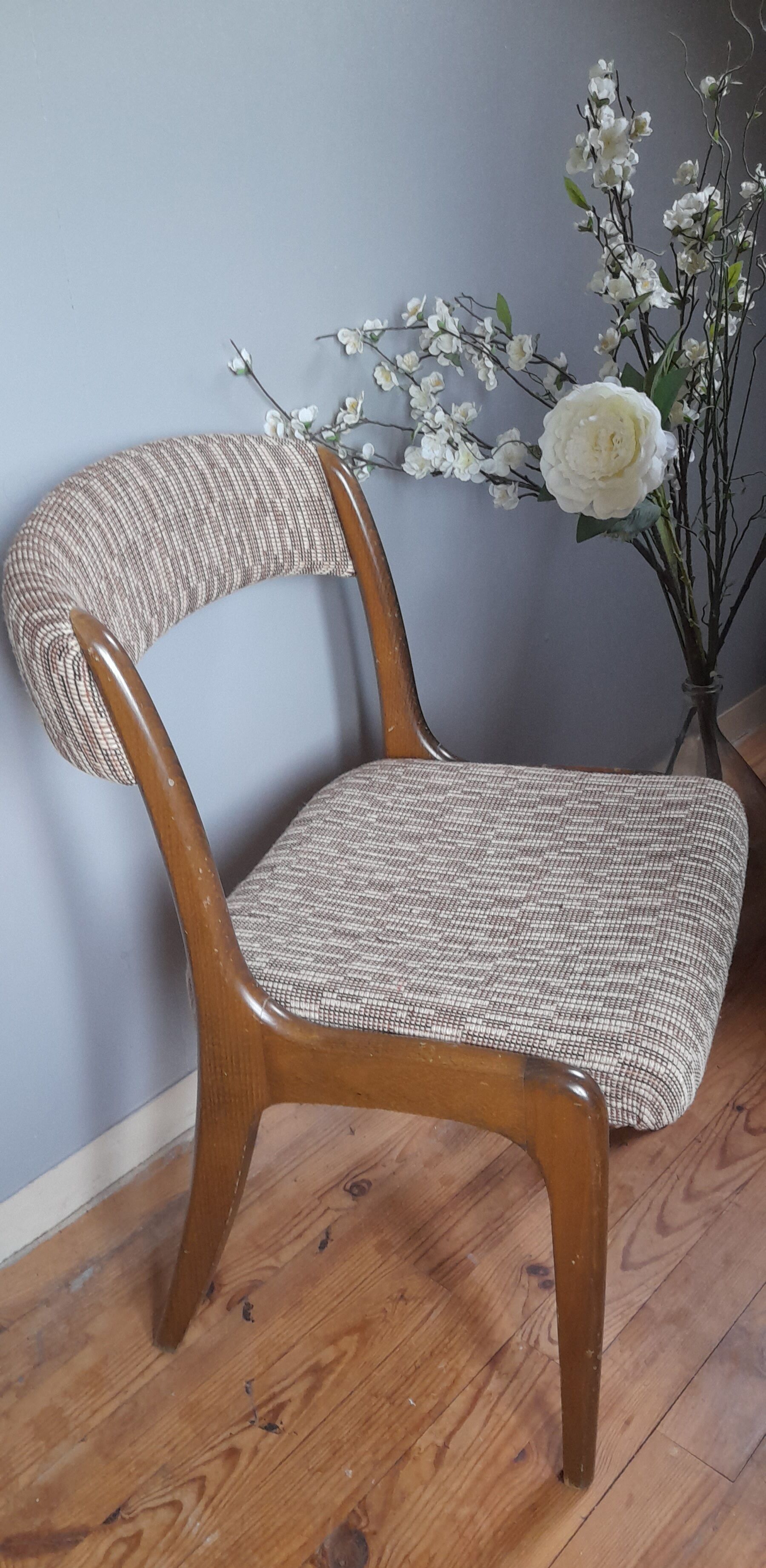 Sled chair by Self - NF14, solid wood and wool fabric, vintage 1960's
