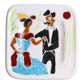 Assiette murale ou plat en céramique de Vallauris signée Jacques Sagan, années 50