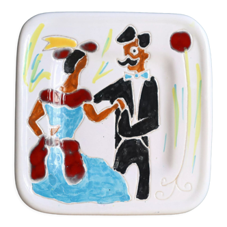 Vallauris ceramic wall plate or dish signed Jacques Sagan, 1950s