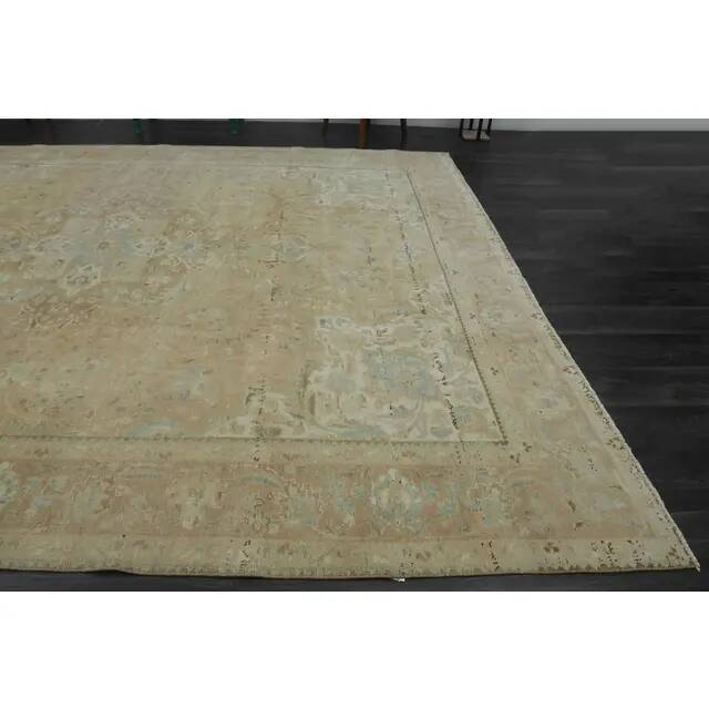 1970s Vintage Persian Handmade Wool Cotton Orange Area Rug 306X381