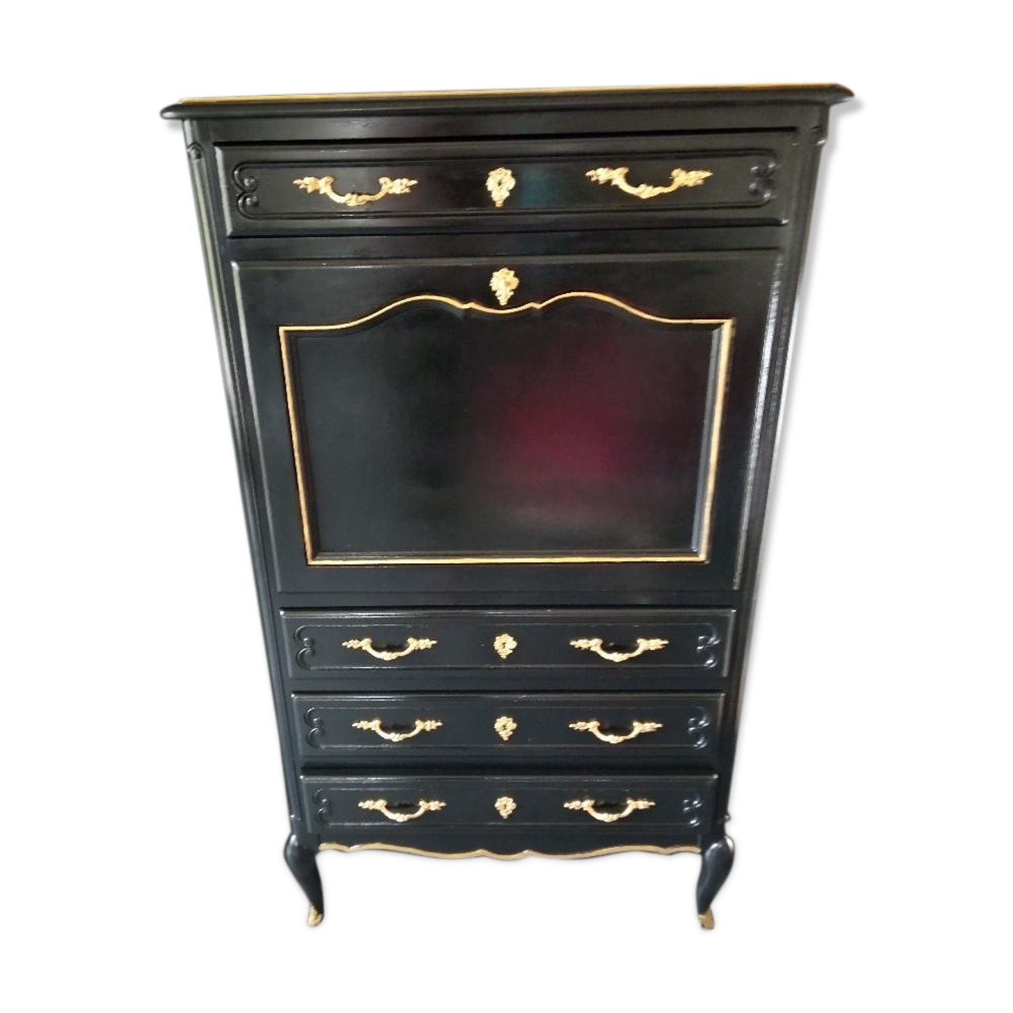 Black and gilded Louis XV style writing desk