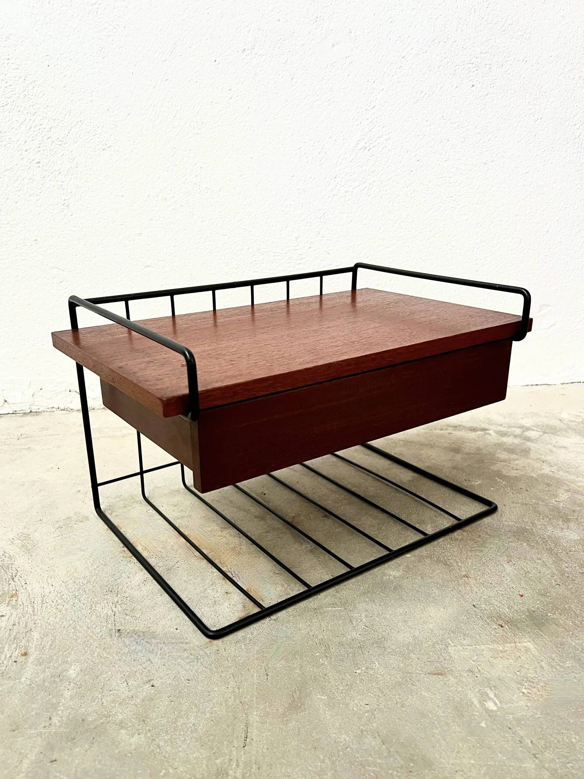 Wall-Mounted Nightstand – Mid-Century Teak