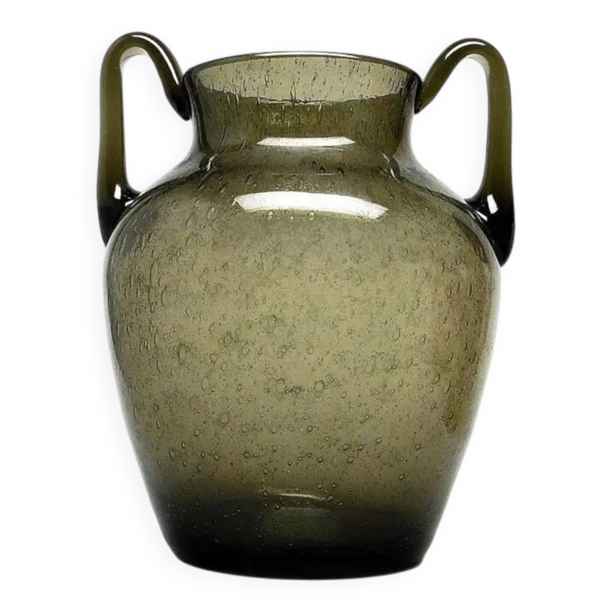 Postmodern vase, olive antico glass, designed by Z. Horbowy, Poland, 1970s