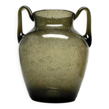 Vase postmoderne, en verre olive antico, conçu par Z. Horbowy, Pologne, années 1970.