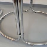 Large vintage modular oval dining table in smoked glass and chromed metal, Space Age style, 70s