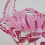 Mid-Century Czech Art Glass Basket Bowl by Josef Hospodka