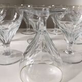 Set of 10 Saint Louis faceted crystal wine glasses