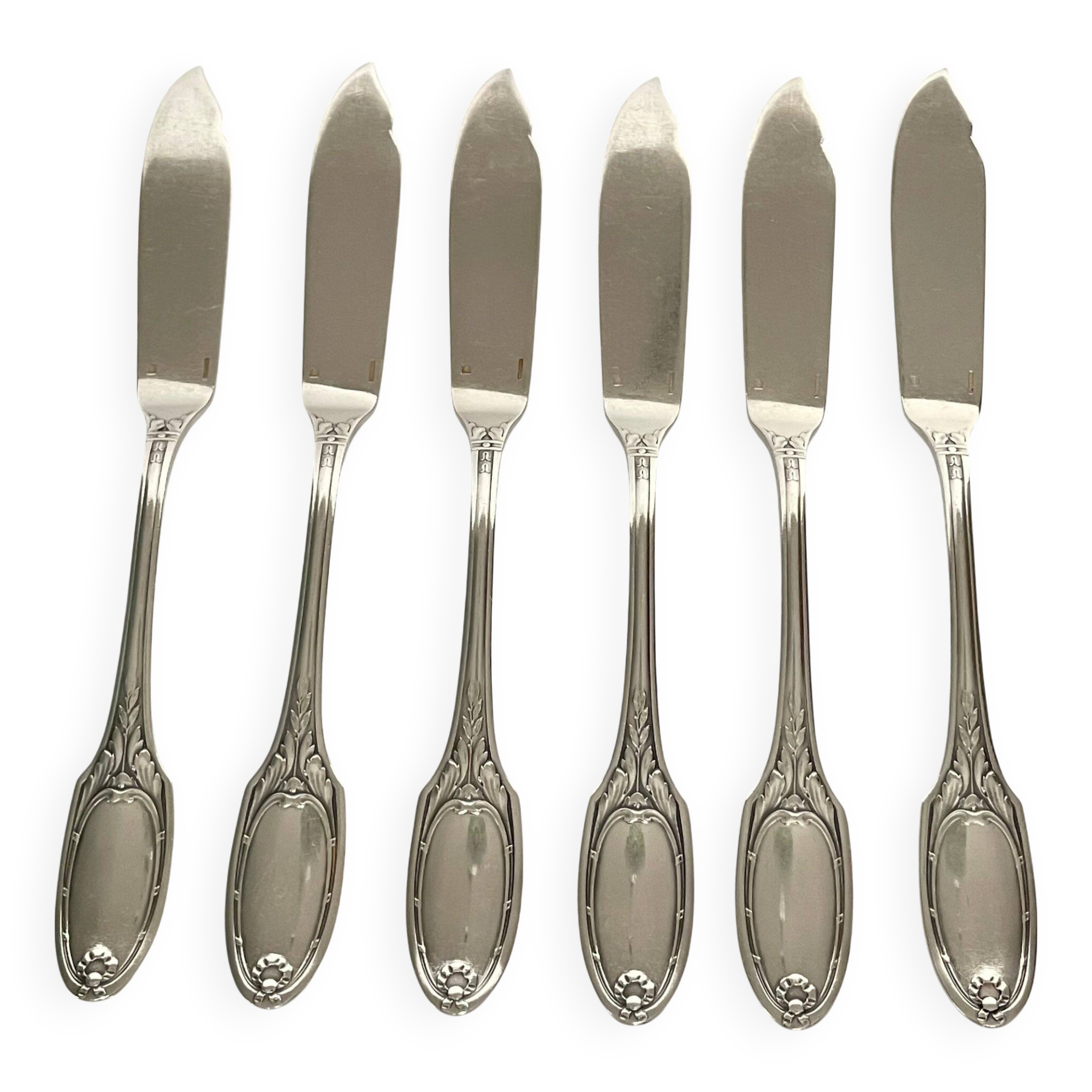 6 Marie-Antoinette Fish Knives - Christofle, Silver-Plated Metal