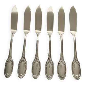 6 Marie-Antoinette Fish Knives - Christofle, Silver-Plated Metal
