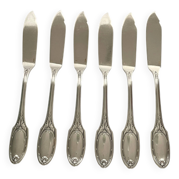 6 Couteaux à Poisson Modèle Marie-Antoinette - Christofle, Métal Argenté