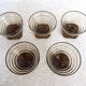 5 art deco smoked glass cups