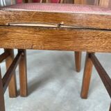 Pair of carved wooden chairs with pink velvet seat ART DECO