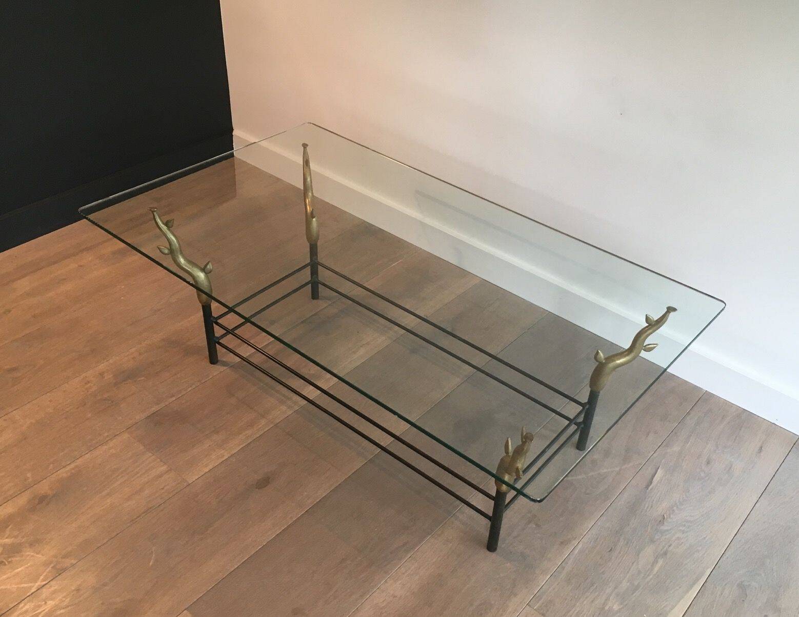 Table basse en fer forgé dans le goût de Willy Daro