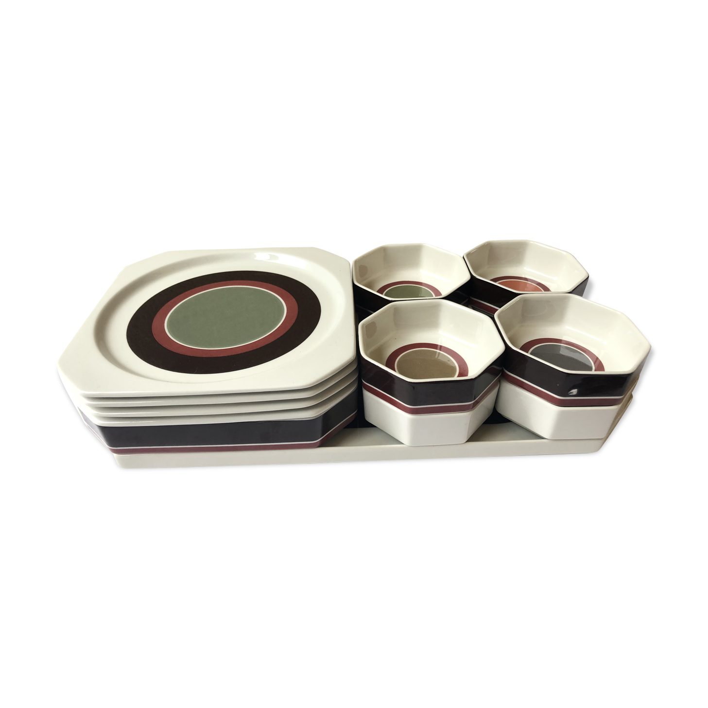 Serving dessert 12 pieces porcelain & Villeroy Boch Avant-garde design modernist vintage 70