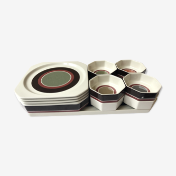 Service à dessert 12 pièces porcelaine Villeroy & Boch avant-garde design Moderniste vintage 70